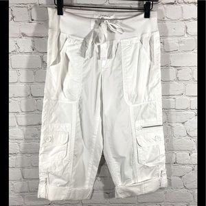 Bass Women’s Cargo Cropped Pants, White, Small